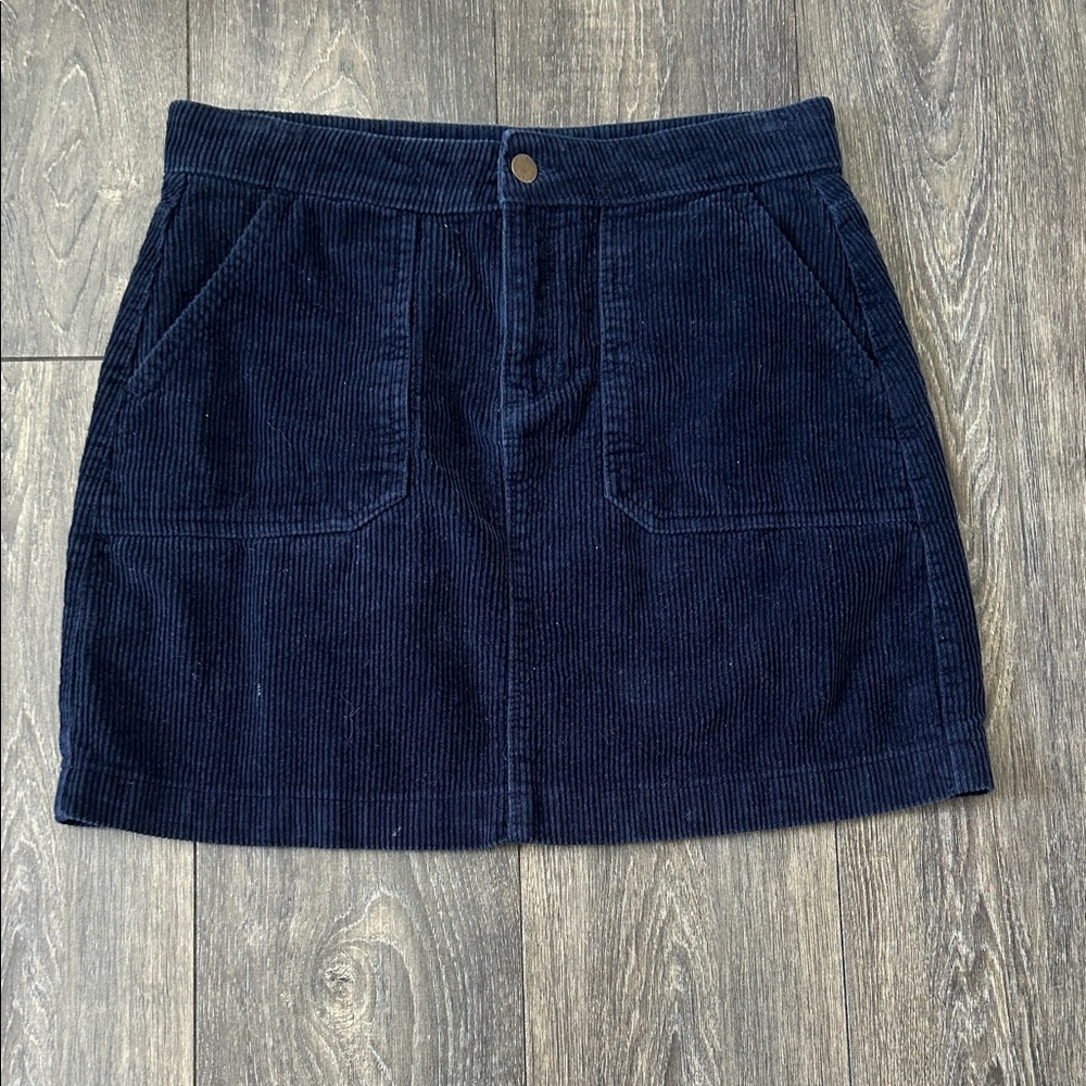Navy Corduroy Women's Mini Skirt